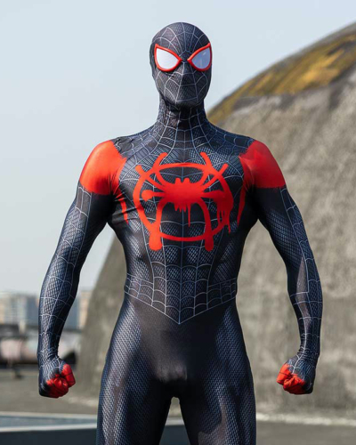 Disfraz Enterizo Cosplay Spiderman Miles Morales con máscara