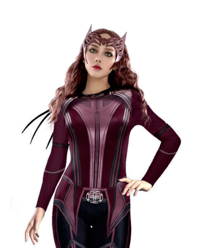 Disfraz Enterizo Cosplay Bruja Escarlata Scarlet Witch con corona