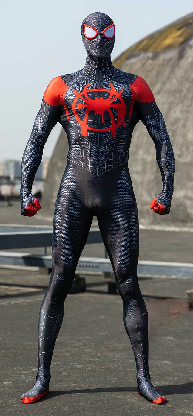 Disfraz Enterizo Cosplay Spiderman Miles Morales con máscara