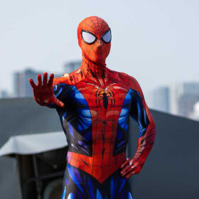 Disfraz Enterizo Cosplay Spiderman Comic Con máscara
