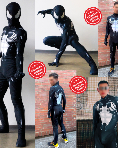 Disfraz Enterizo Cosplay Spiderman Venom Symbiote Con Mascara - Image 4