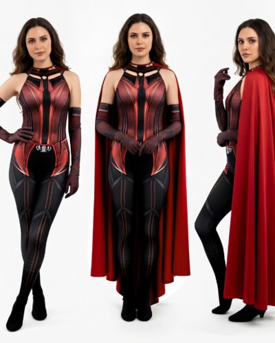 Alternative view of Disfraz Enterizo Cosplay Bruja Escarlata Scarlet Witch con capa